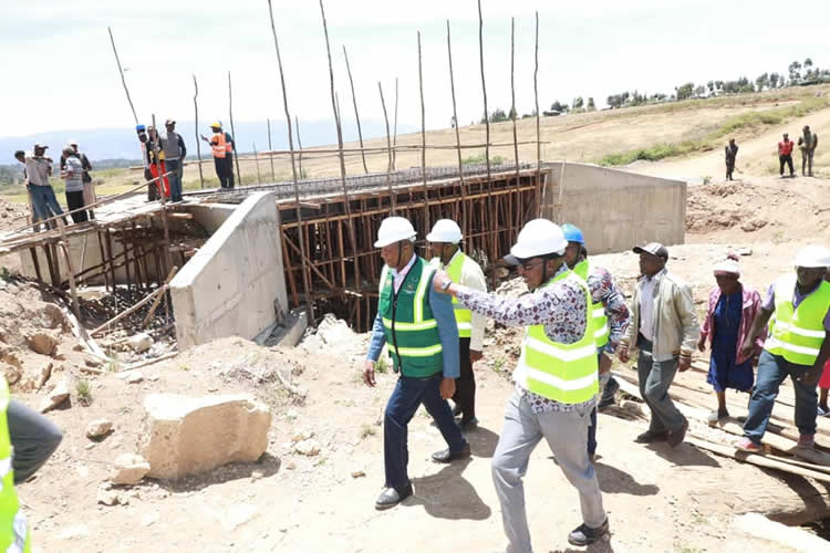 The ongoing construction of a modern bridge in Kedowa-Manyatta 1