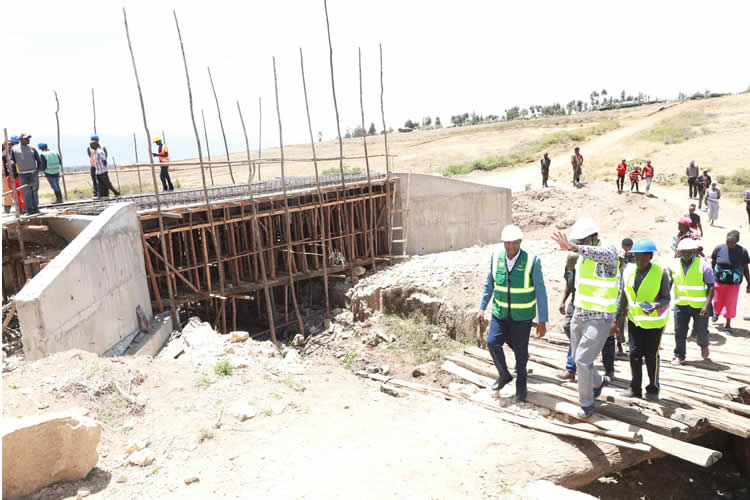 The ongoing construction of a modern bridge in Kedowa-Manyatta 3